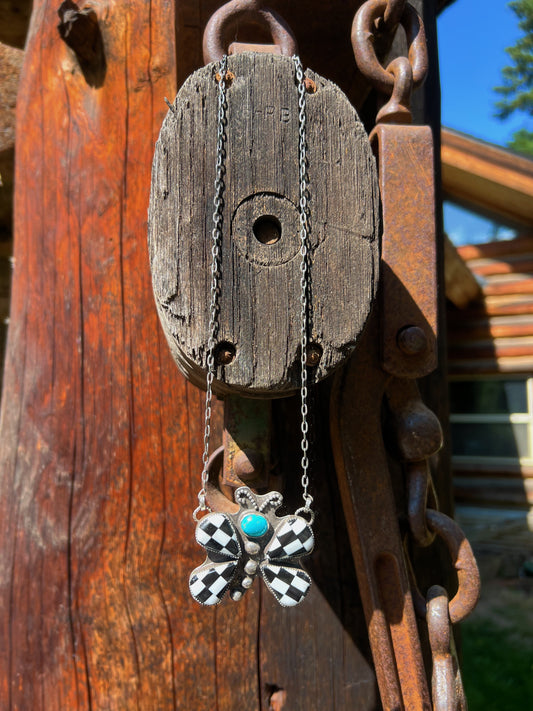Kingman Turquoise Butterfly Necklace