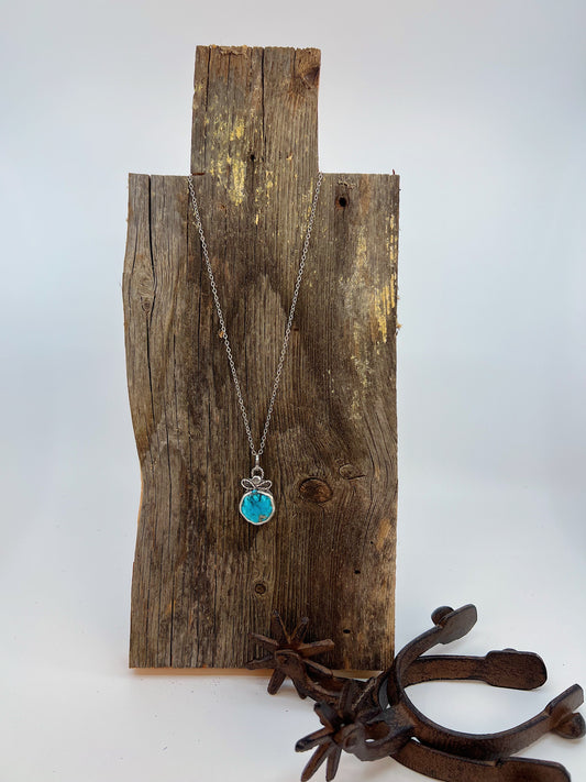 Blue Bow Necklace